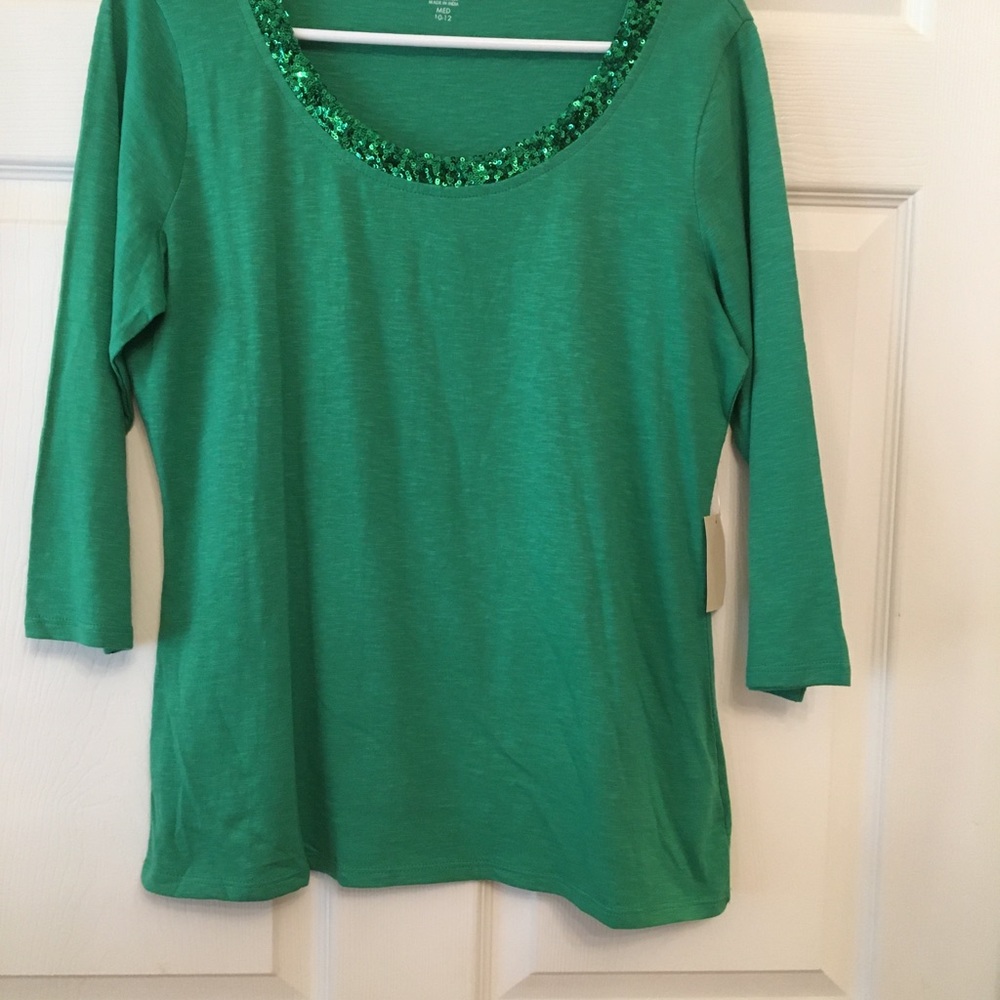 COLDWATER CREEK TEE with Sequins Neckline NWT